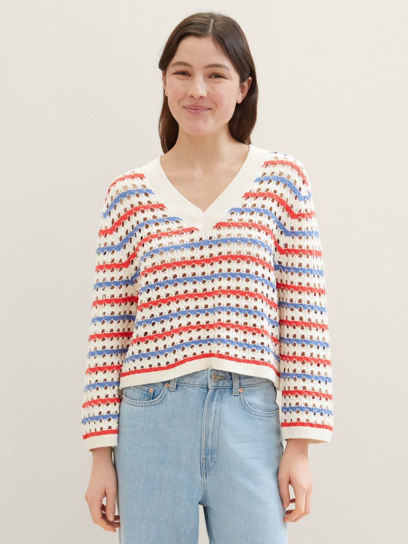 Pleten pulover - Vzorec-večbarvna-1040755-34684