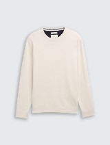 Pleteni pulover s okruglim izrezom - Bež_5457071