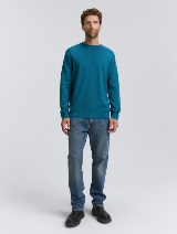 Pleteni pulover s okruglim izrezom - Plava_8002327