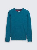 Pleteni pulover s okruglim izrezom - Plava_8002327