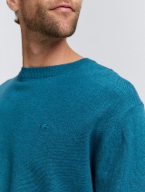 Pleteni pulover s okruglim izrezom - Plava_8002327