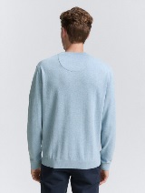 Pulover tricotat cu guler rotund - Albastru_9239730