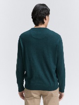 Pleteni pulover s okruglim izrezom - Zelena_5080263