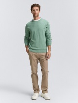 Pulover tricotat cu guler rotund - Verde_5231988