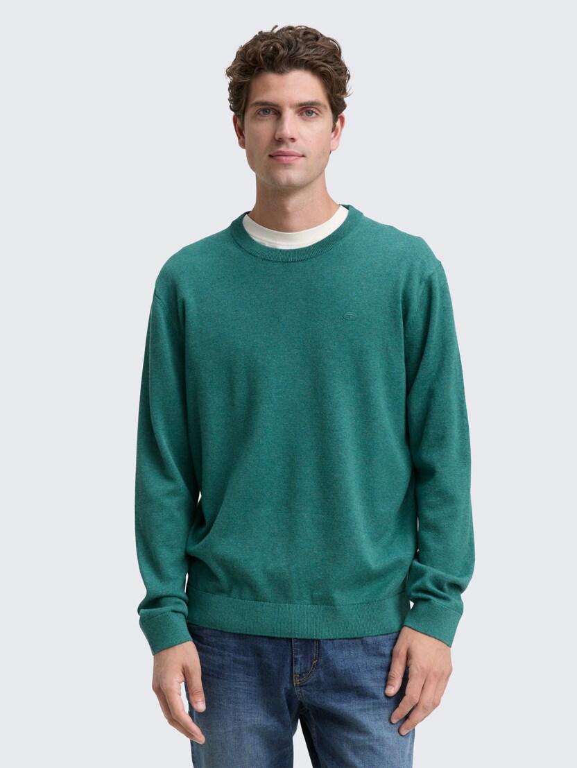 Pleteni pulover s okruglim izrezom - Zelena