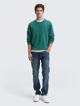 Pleteni pulover s okruglim izrezom - Zelena_6157230