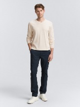 Pleteni pulover s V-izrezom - Bež_9335277