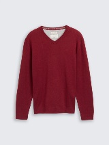 Pulover tricotat cu decolteu în V - Roşu_4473714