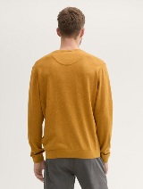 Pulover tricotat cu decolteu în V - Maro_2388661