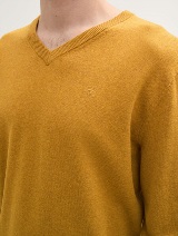 Pulover tricotat cu decolteu în V - Maro_2388661