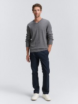 Pulover tricotat cu decolteu în V - Gri_8073680