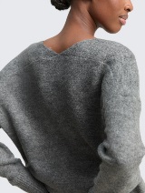 Pulover tricotat cu decolteu în V - Gri_992690