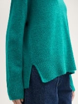 Pulover din tricot decolteu în V - Verde_4680565