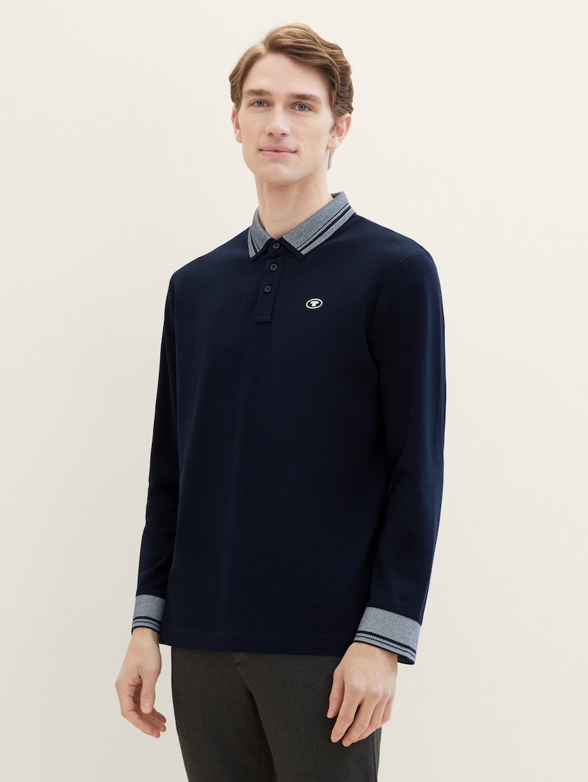 Polo-majica s kontrastnim ovratnikom - Plava-1040989-10668-14