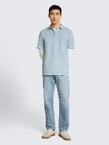 Tricou polo vopsit în ţesătură - Albastru_8142851