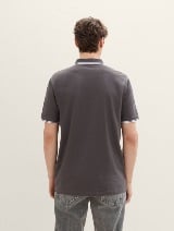 Tricou polo cu detalii la guler - Gri_5746558