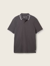 Tricou polo cu detalii la guler - Gri_5746558