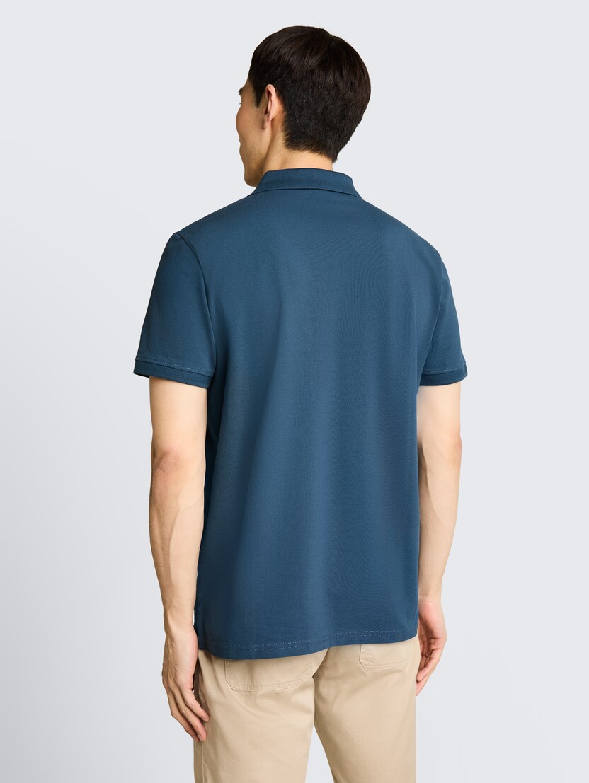 Polo-majica s malim izvezenim logom - Plava_1105645