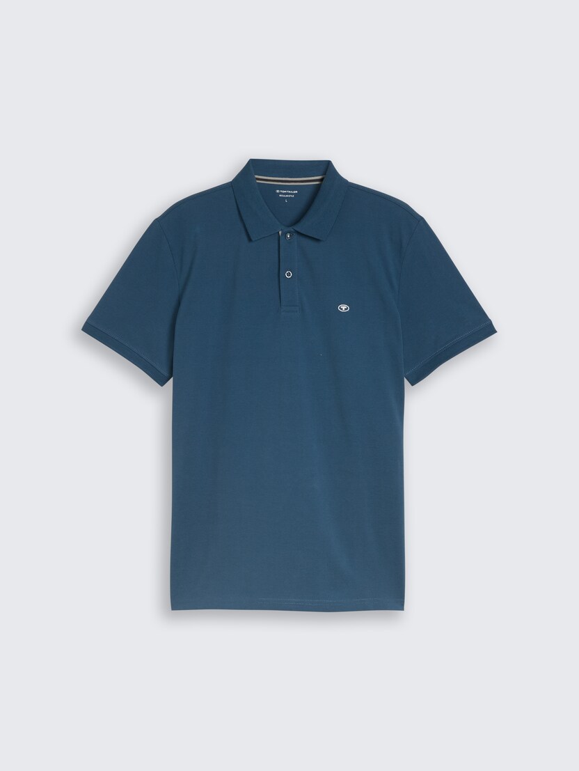 Polo-majica s malim izvezenim logom - Plava_1105645