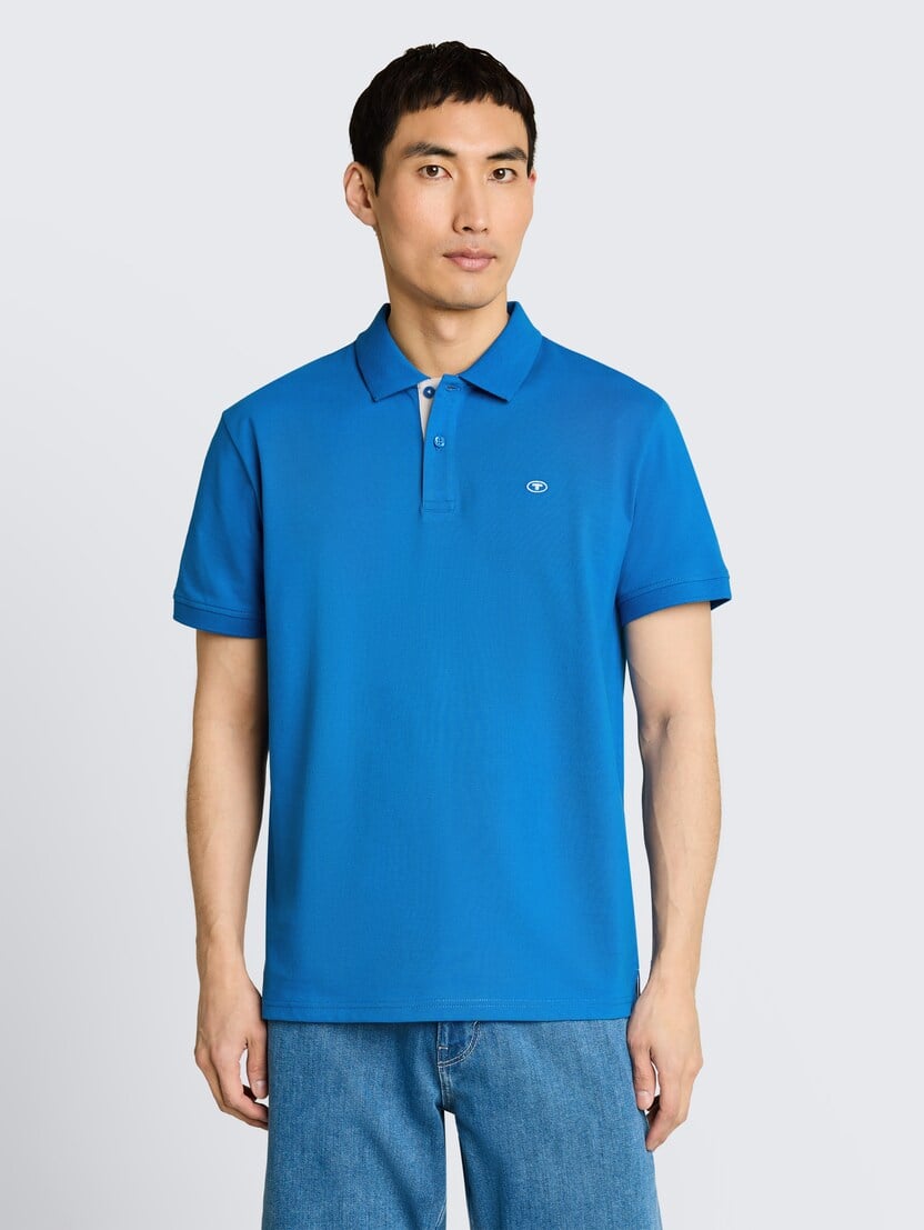 Tricou polo cu logo brodat mic - Albastru_1353890