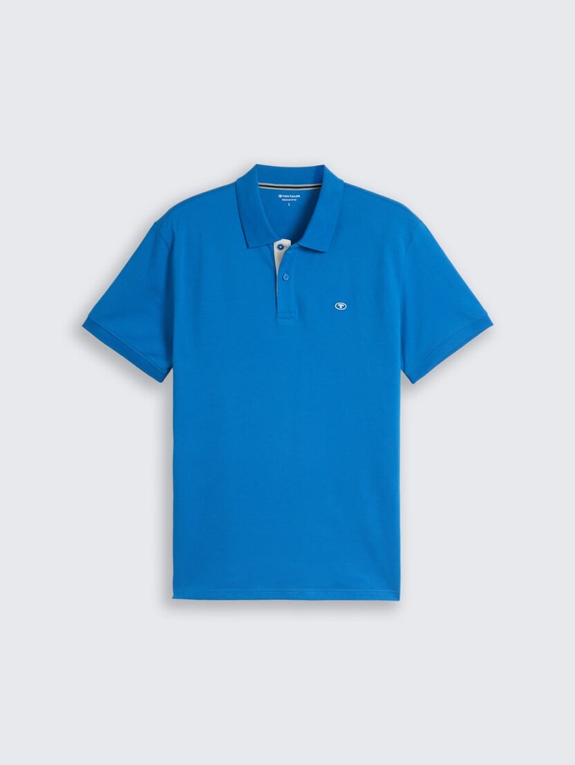 Tricou polo cu logo brodat mic - Albastru_1353890