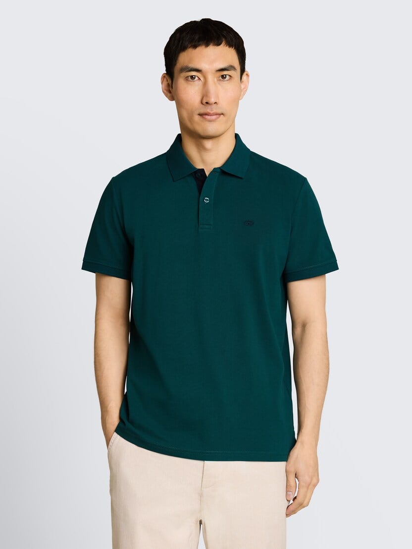 Polo-majica s malim izvezenim logom - Zelena_7649571