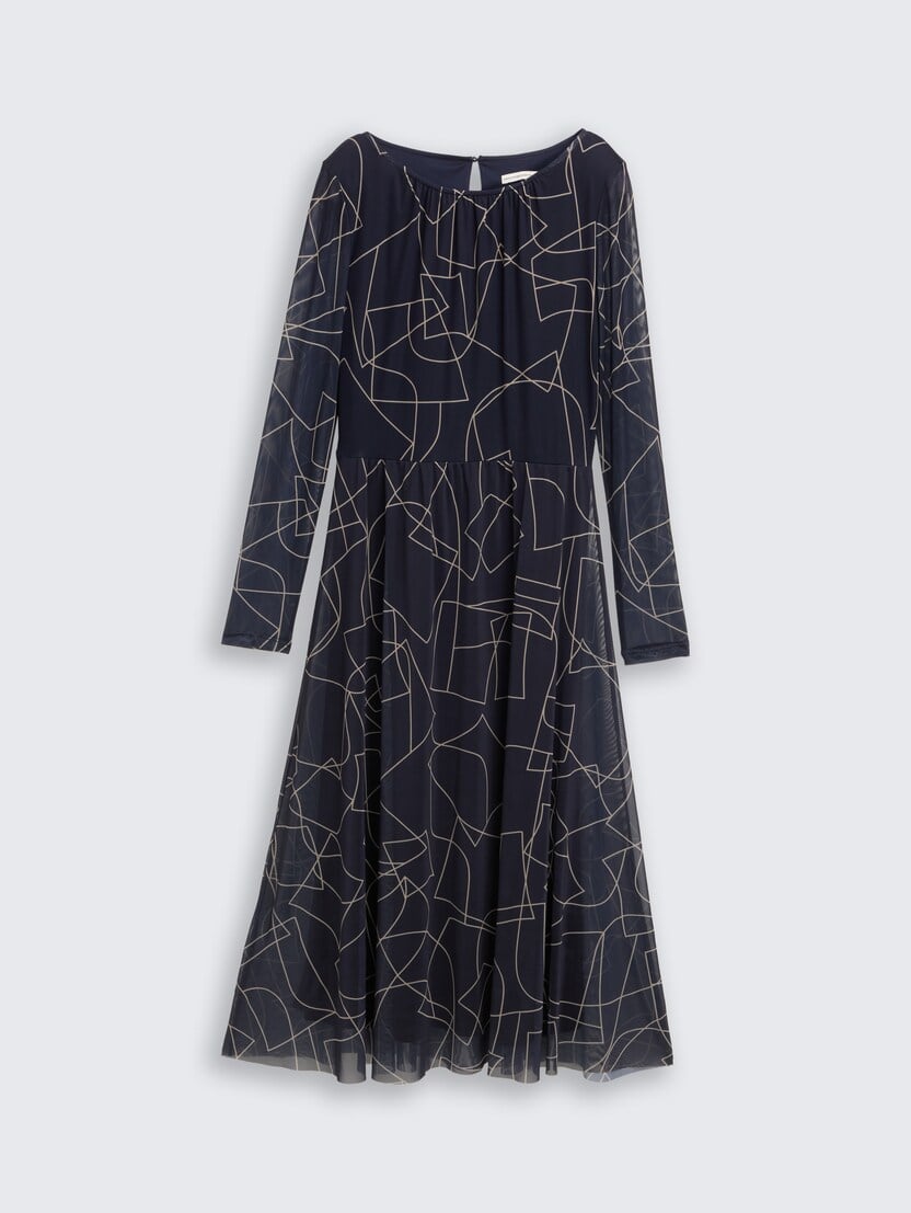 Haljina s mrežastim uzorkom - Plava