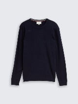 Pulover din bumbac şi caşmir - Albastru_3800281