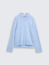 Pulover din bumbac şi caşmir - Albastru_7139373