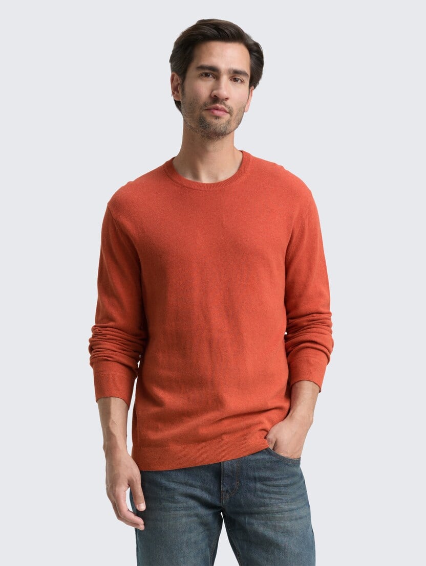 Pulover din bumbac şi caşmir - Portocaliu_1013132