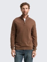 Džemper od pamuka i kašmira - Smeđa_2332173