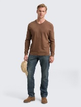 Džemper od pamuka i kašmira - Smeđa_6229125