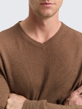 Džemper od pamuka i kašmira - Smeđa_6229125