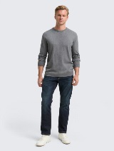 Pulover din bumbac şi caşmir - Gri_4621868