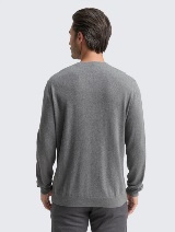 Pulover din bumbac şi caşmir - Gri_6208081