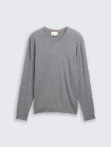 Pulover din bumbac şi caşmir - Gri_6208081