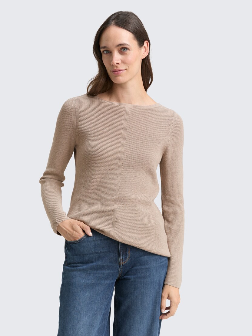 Rebrasti džemper - Smeđa-1045554-38330-15