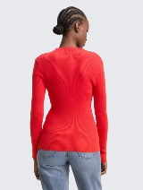 Rebrasti pleteni pulover - Crvena_8983980