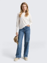 Tricou cu textură rib - Alb_4523000