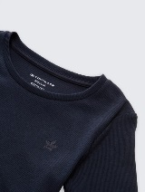 Tricou cu textură rib - Albastru_9017610