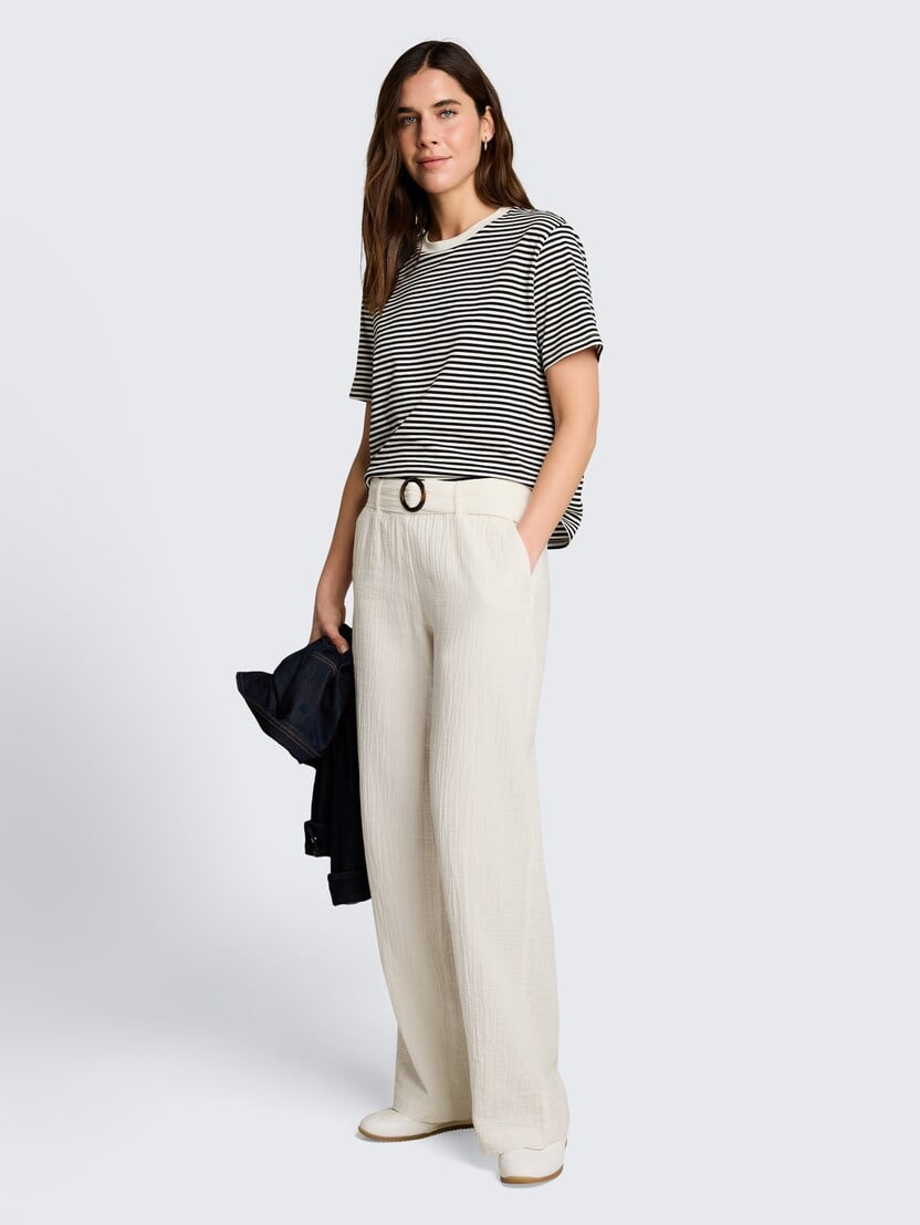 Pantaloni cu crac larg - Alb_1948722