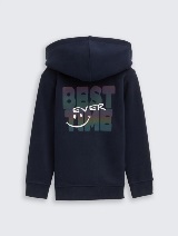 Jachetă cu glugă şi imprimeu - Albastru_9020811