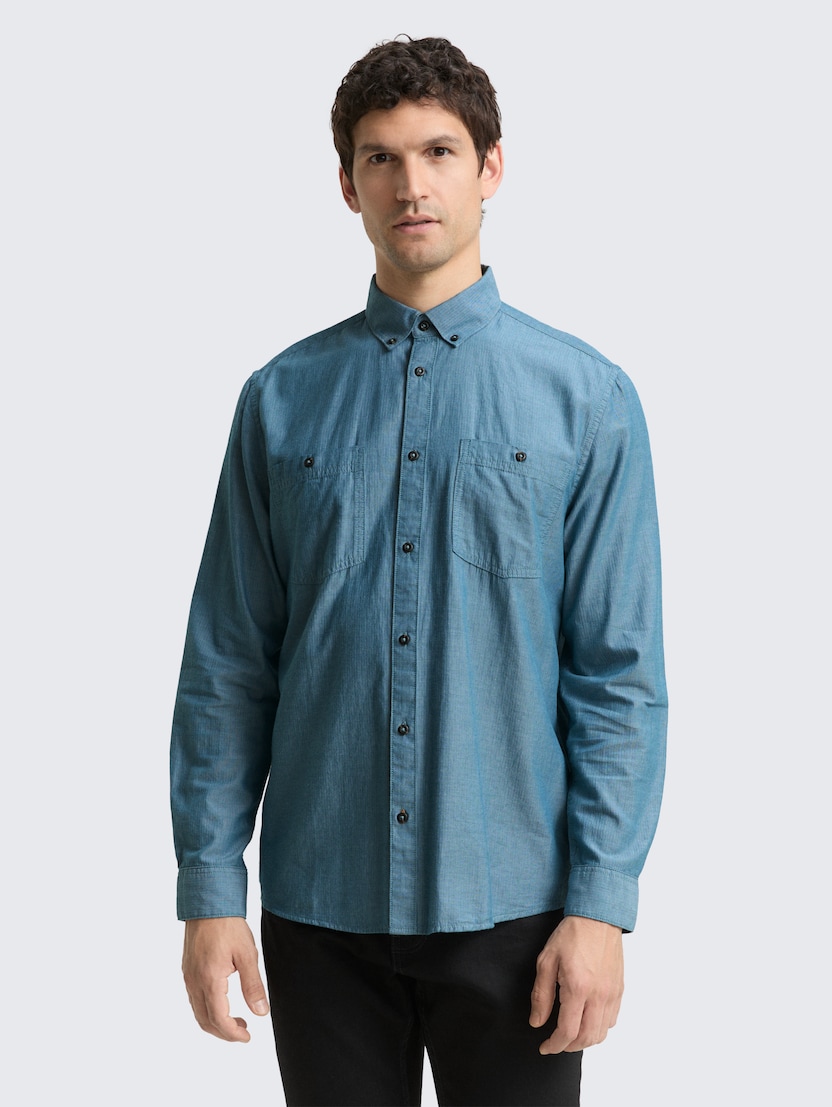 Cămaşă din twill - Verde_1245292