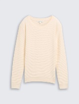 Strukirani pleteni džemper - Bež_6876427