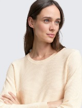 Strukirani pleteni džemper - Bež_6876427