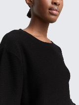 Strukturirani pleteni pulover - Crna_4561455