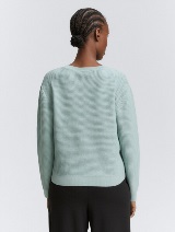 Strukturirani pleteni pulover - Plava_9030974