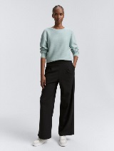 Strukturirani pleteni pulover - Plava_9030974