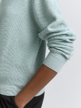 Strukturirani pleteni pulover - Plava_9030974