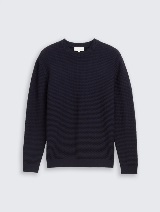 Strukturirani pleteni pulover - Plava_9725866